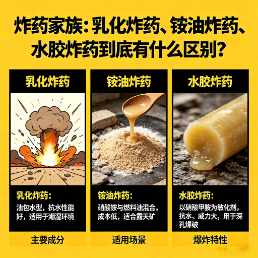 丛台炸药家族：乳化炸药、铵油炸药、水胶炸药到底有什么区别？
